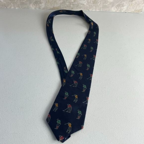 Vintage Polo By Ralph Lauren Men's Tie Golf Golfer Motif 100% Silk Handmade - Picture 1 of 8